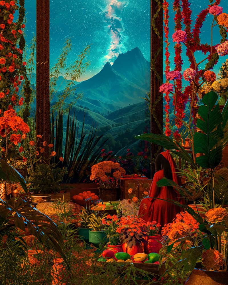 Starry Mountain Garden by CosmoZach — canvas wall art