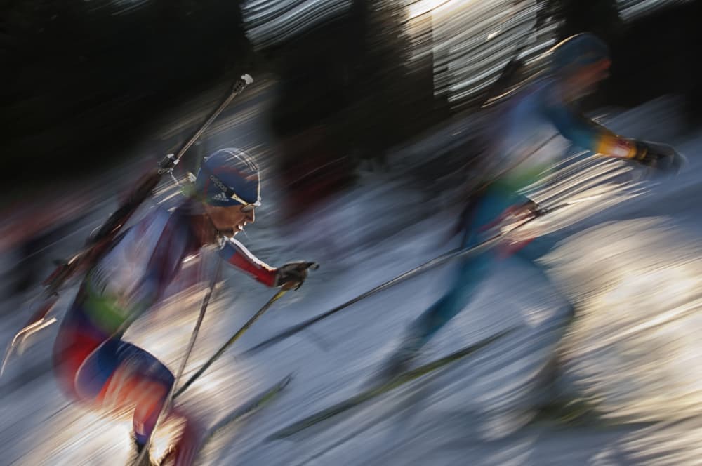 Speeding Biathlon Skier by Milan Malovrh — canvas wall art