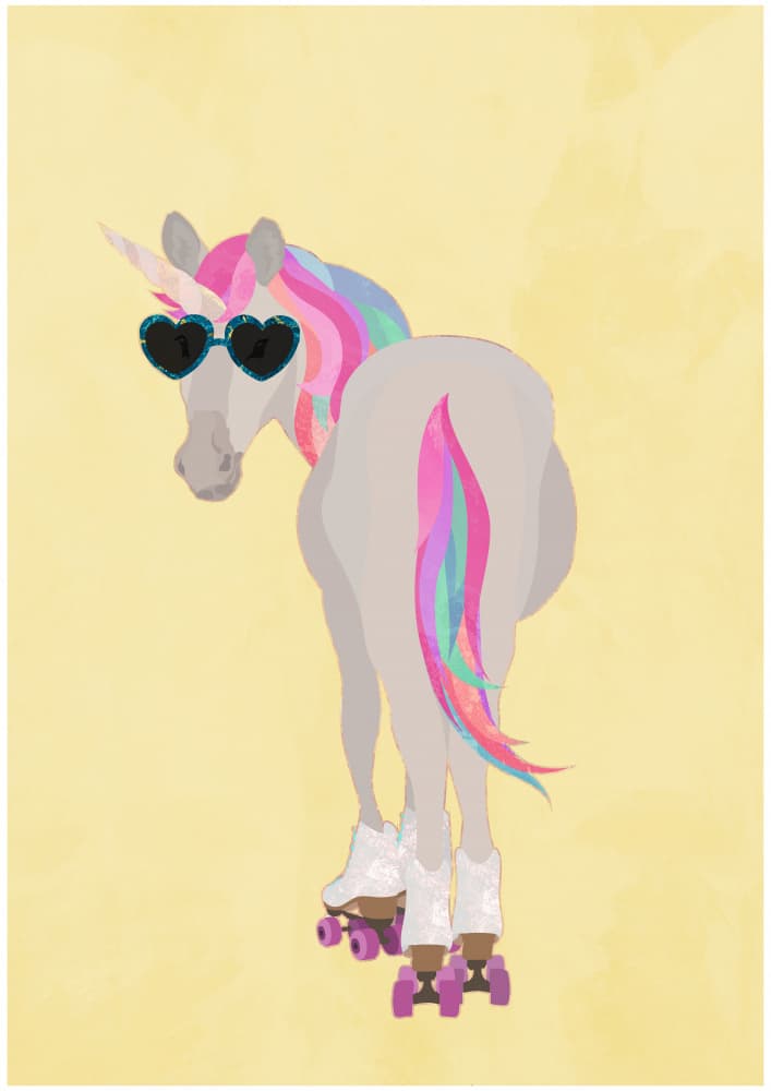 Cool Unicorn Roller Skates by Sarah Manovski — canvas wall art