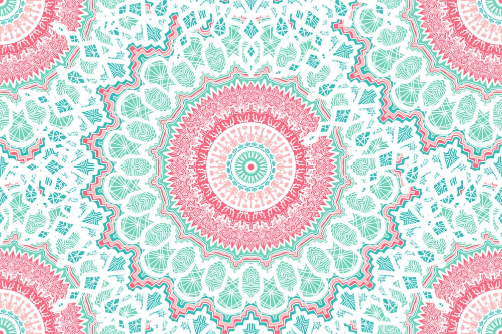 Bohemian Pink Teal Mandalas by Marika Barsrsind — canvas wall art