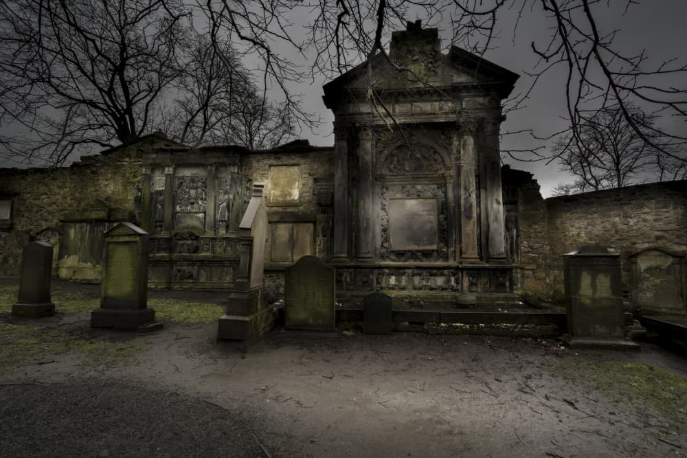 Eerie Gothic Cemetery by Caroline Wirtz — canvas wall art
