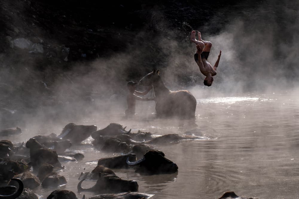 Misty River Backflip by Mustafa Sahin — canvas wall art