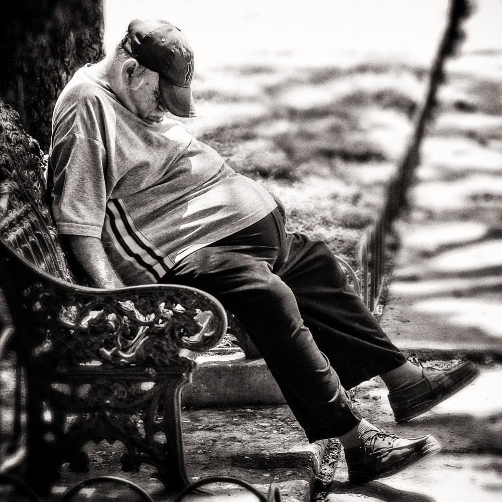 Man on Park Bench by Tom Baetsen - xlix.nl — canvas wall art
