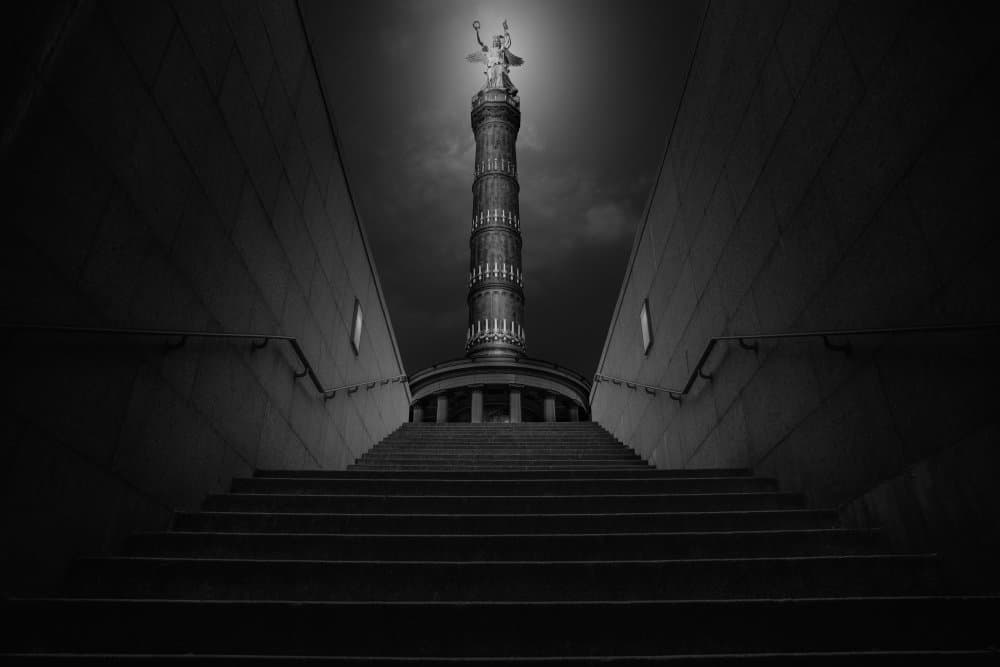Dark Monument Stairway by Matthias Hefner — canvas wall art