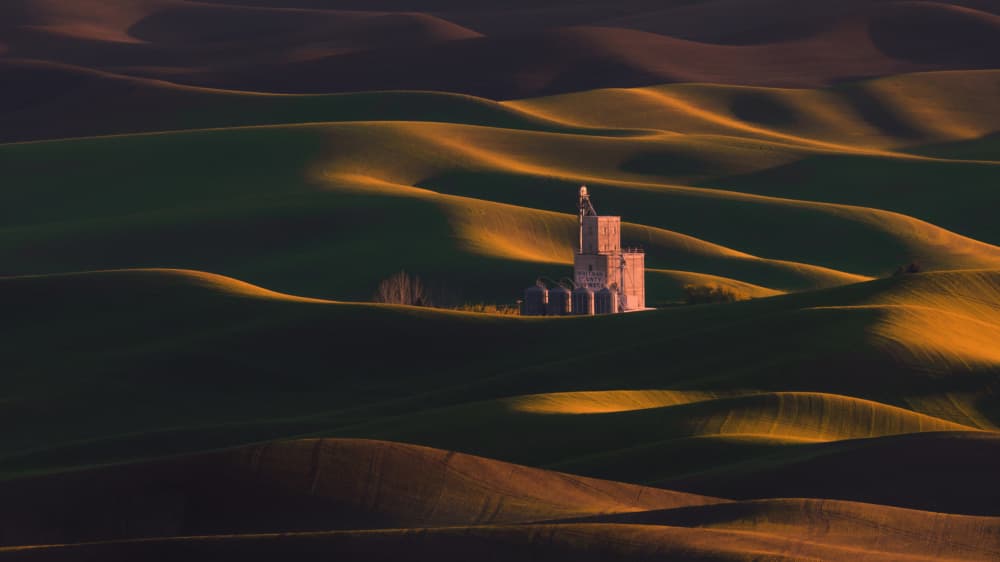 Golden Hour Farm Silo by DonnaHom APA — canvas wall art