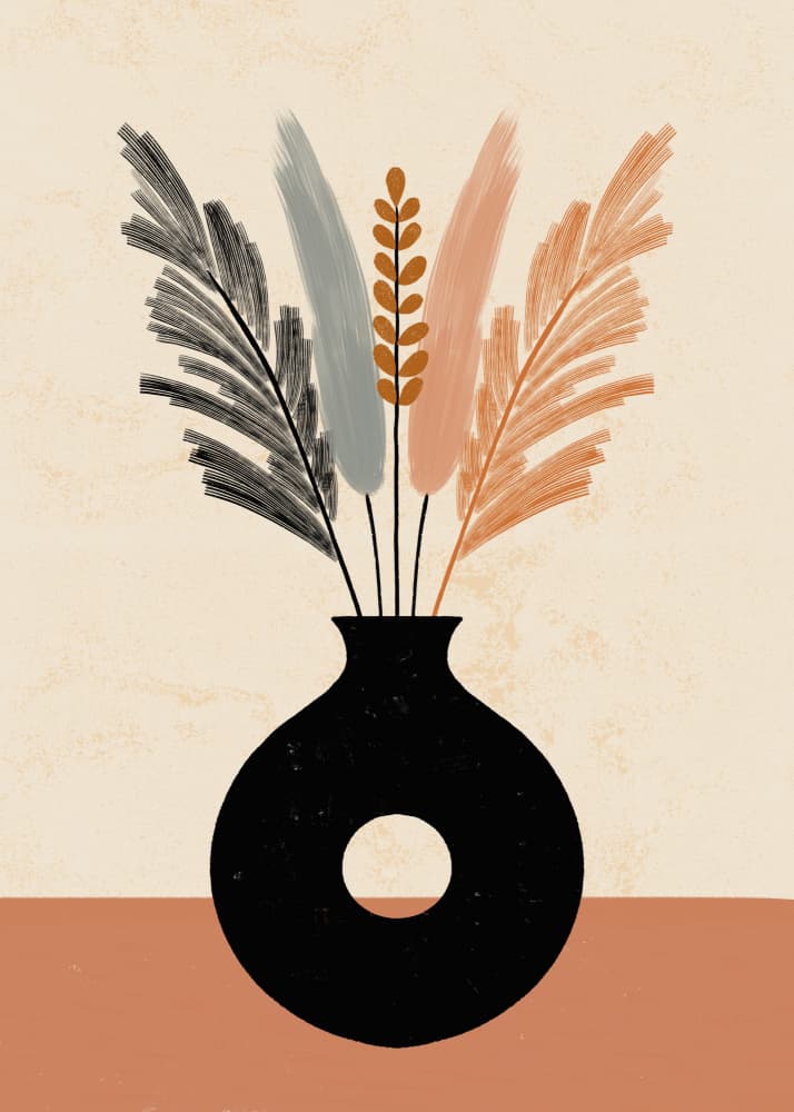 Earthy Pampas Still Life by Katarzyna Gąsiorowska — canvas wall art