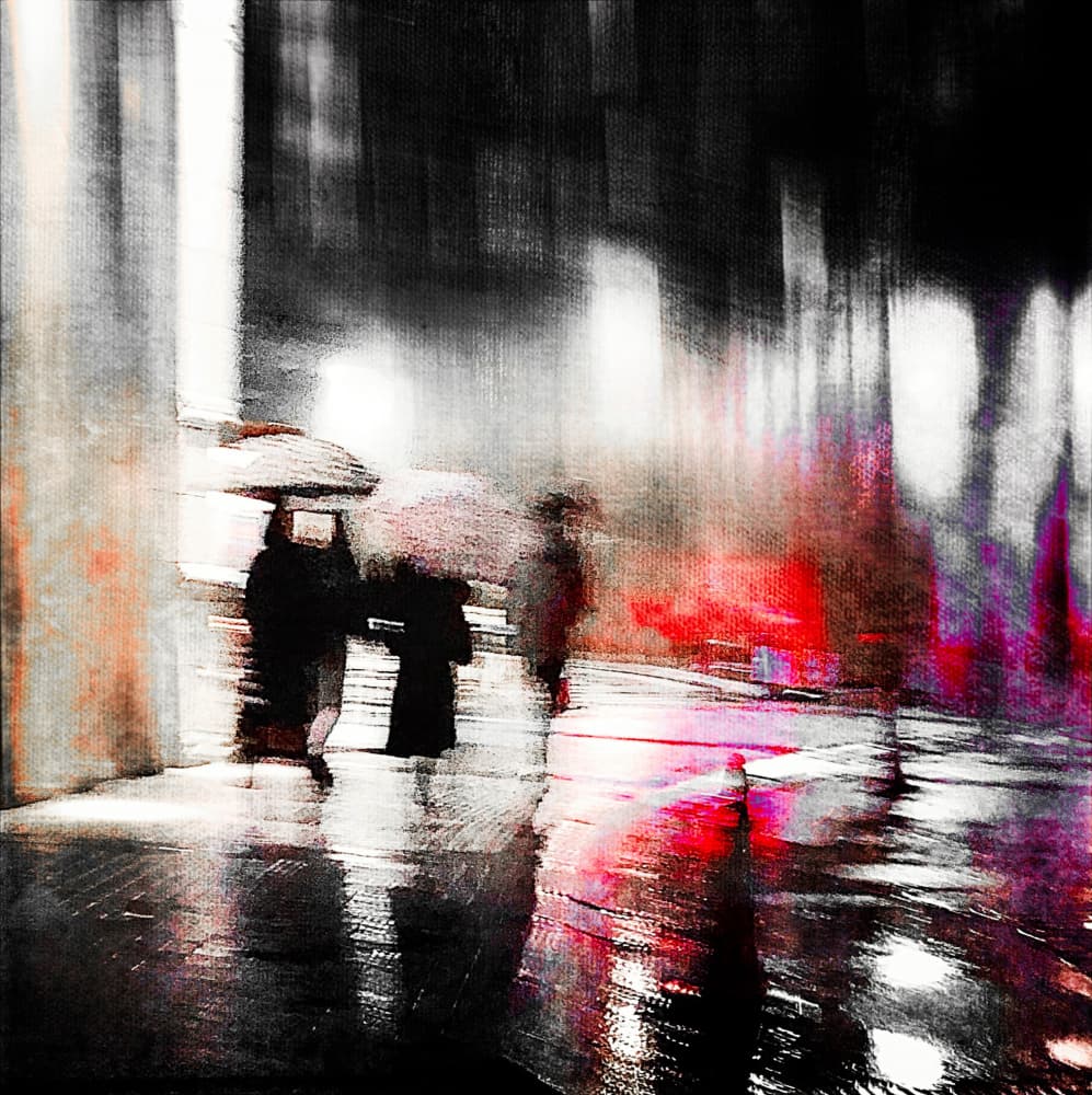 Rainy City Lights by Lammakmak — canvas wall art