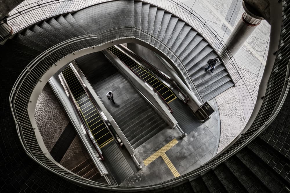 Urban Staircase Geometry by Haruyo Sakamoto — canvas wall art