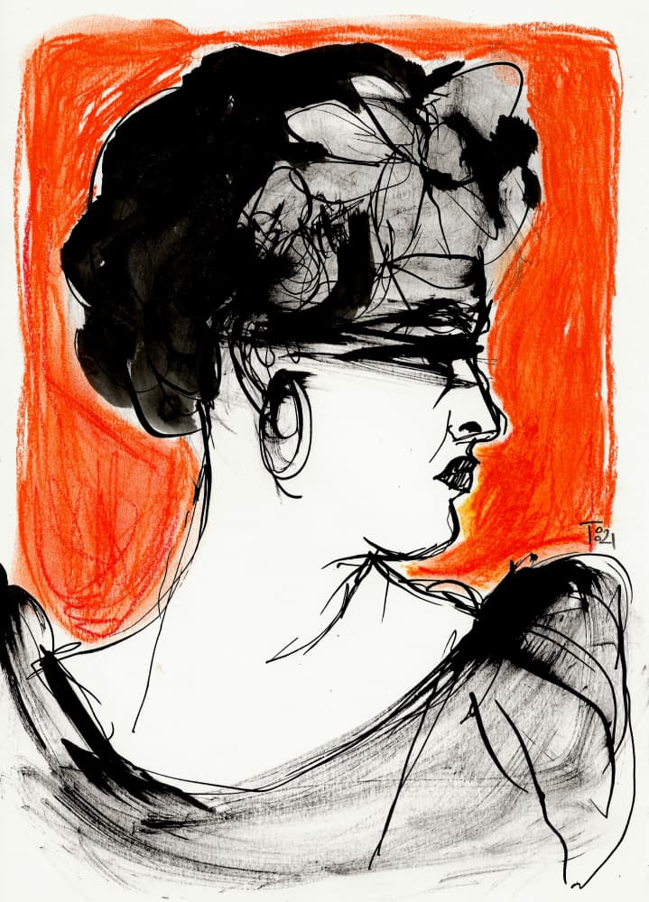 Enigmatic Woman Profile by Tore Bahnson — canvas wall art