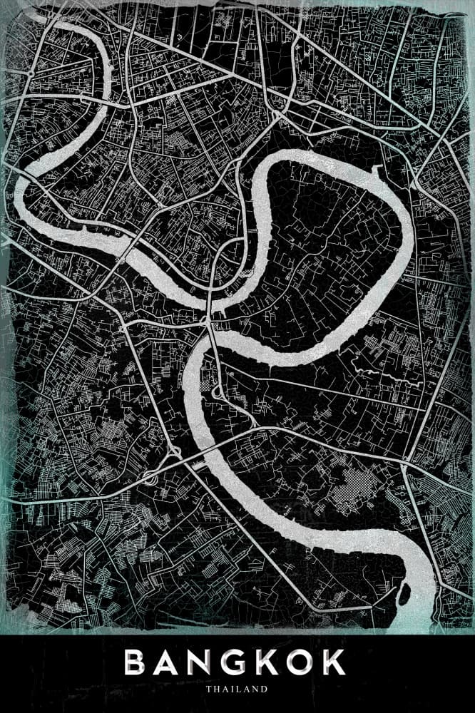 Bangkok City Map by StudioSix — canvas wall art