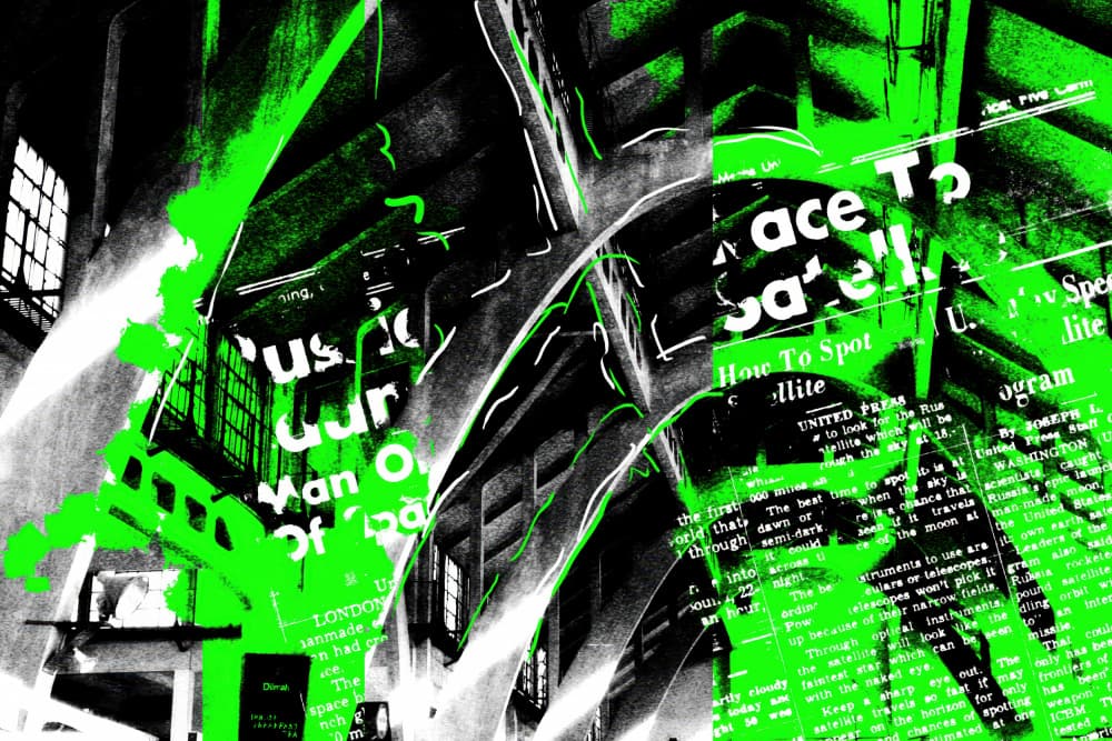 Neon Green Grunge Architecture by Rafal Kulik — canvas wall art