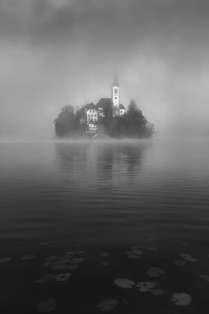 Misty Island Church by Thomas de Franzoni — canvas wall art