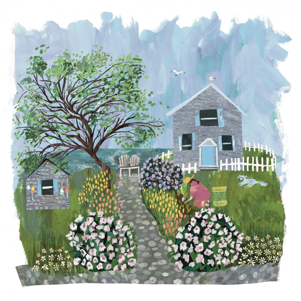 Seaside Cottage Garden by Claire Hanley — canvas wall art