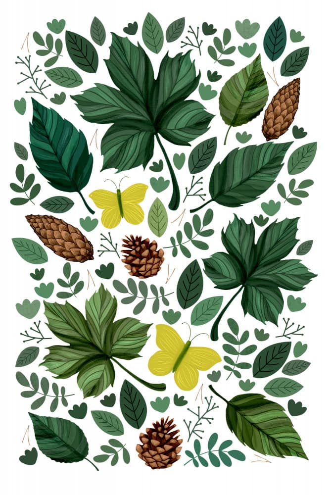 Green Forest Elements by EMELIEmaria — canvas wall art