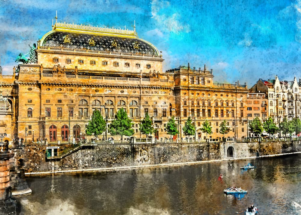 Prague National Theatre by Justyna Jaszke — canvas wall art