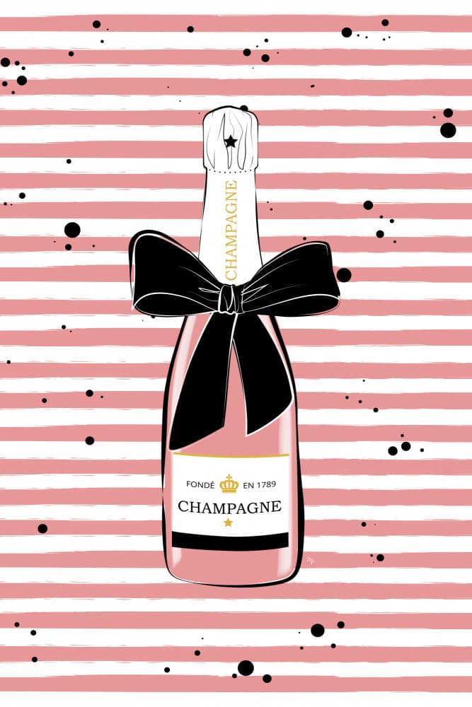 Chic Pink Champagne Bottle by Martina — canvas wall art