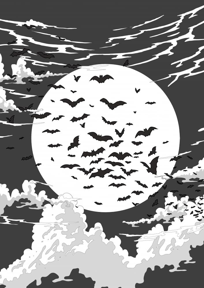 Bats Under Full Moon by Nicholas — canvas wall art