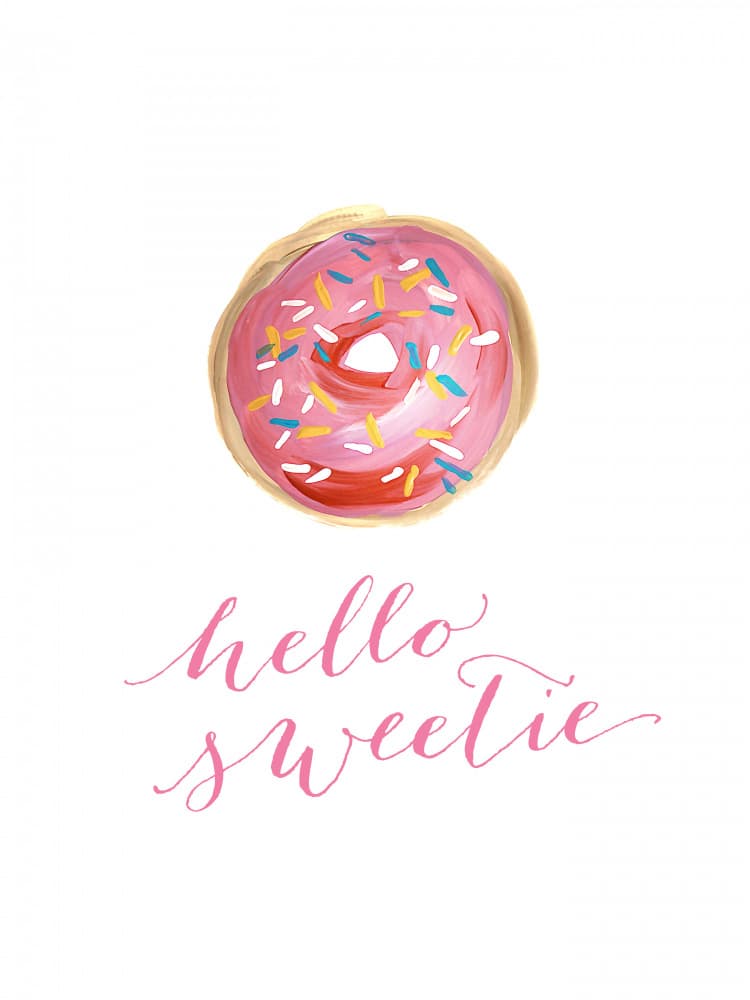 Hello Sweetie Donut by Rosana Laiz Blursbyai — canvas wall art
