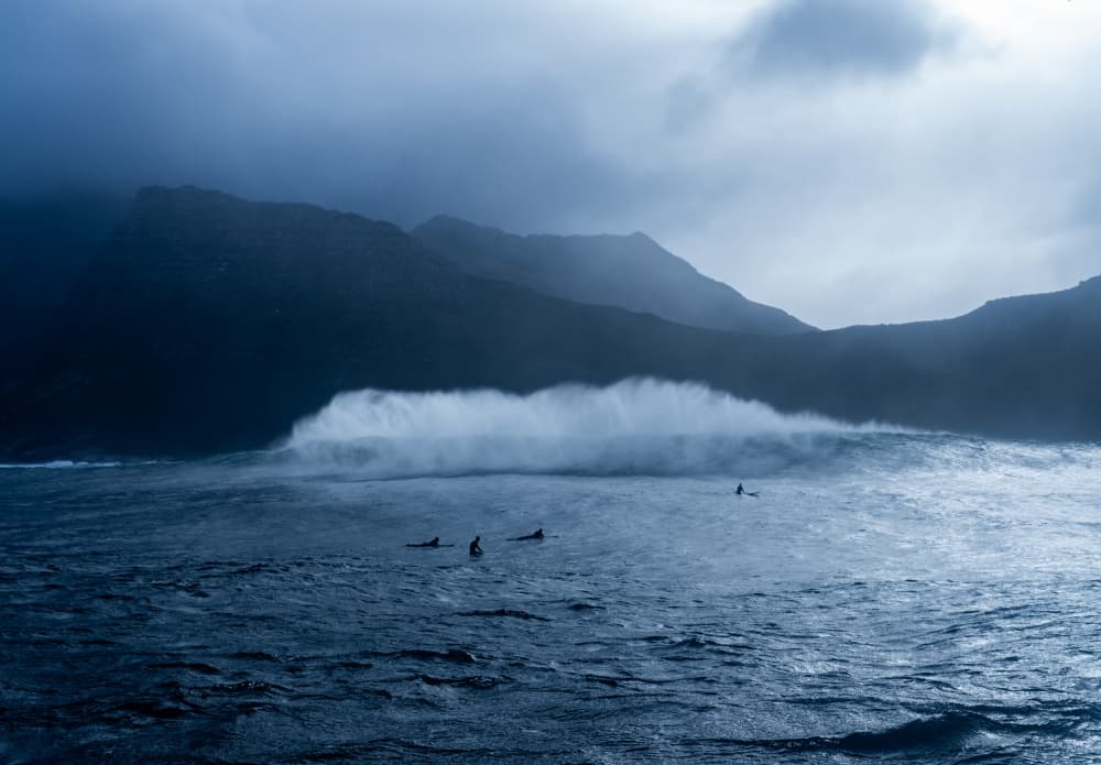 Stormy Mountain Surfers by Anthony Fox — canvas wall art