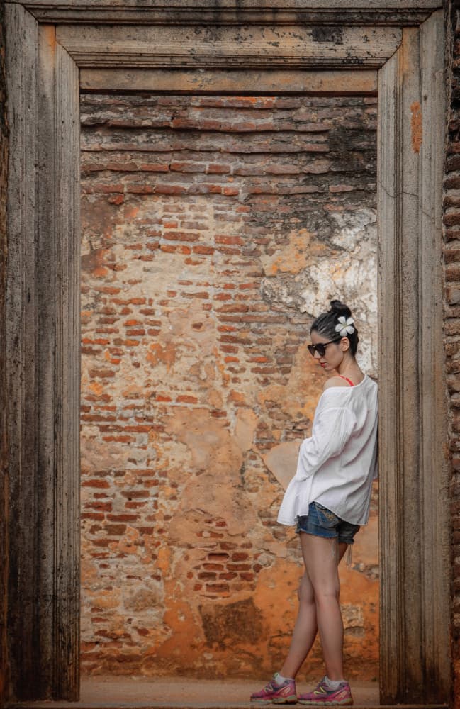 Stylish Woman Ancient Wall by Saeed Keramati — canvas wall art