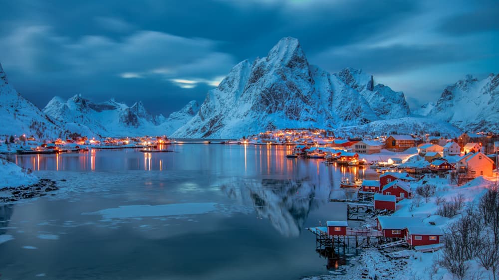 Lofoten Winter Glow by Leechee Z — canvas wall art