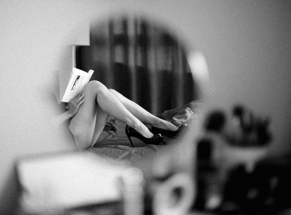 Elegant Reading Reflection by Erik Schottstaedt — canvas wall art