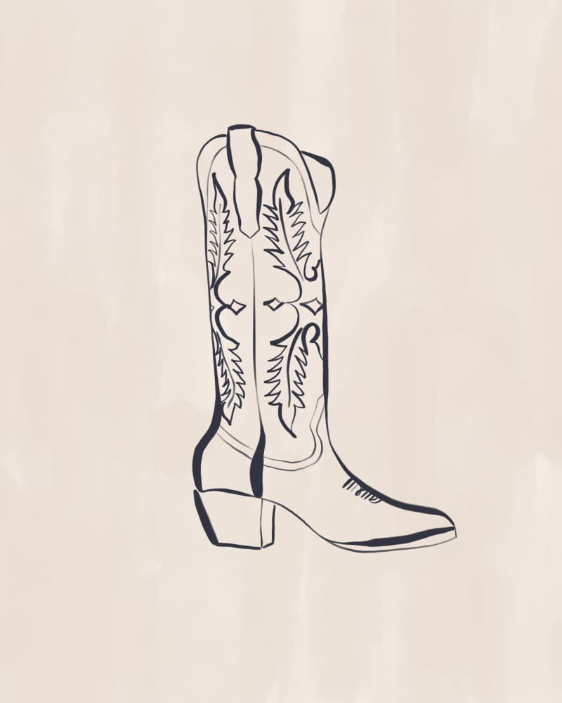 Minimalist Cowboy Boot by Ivy Green Illustrations — canvas wall art