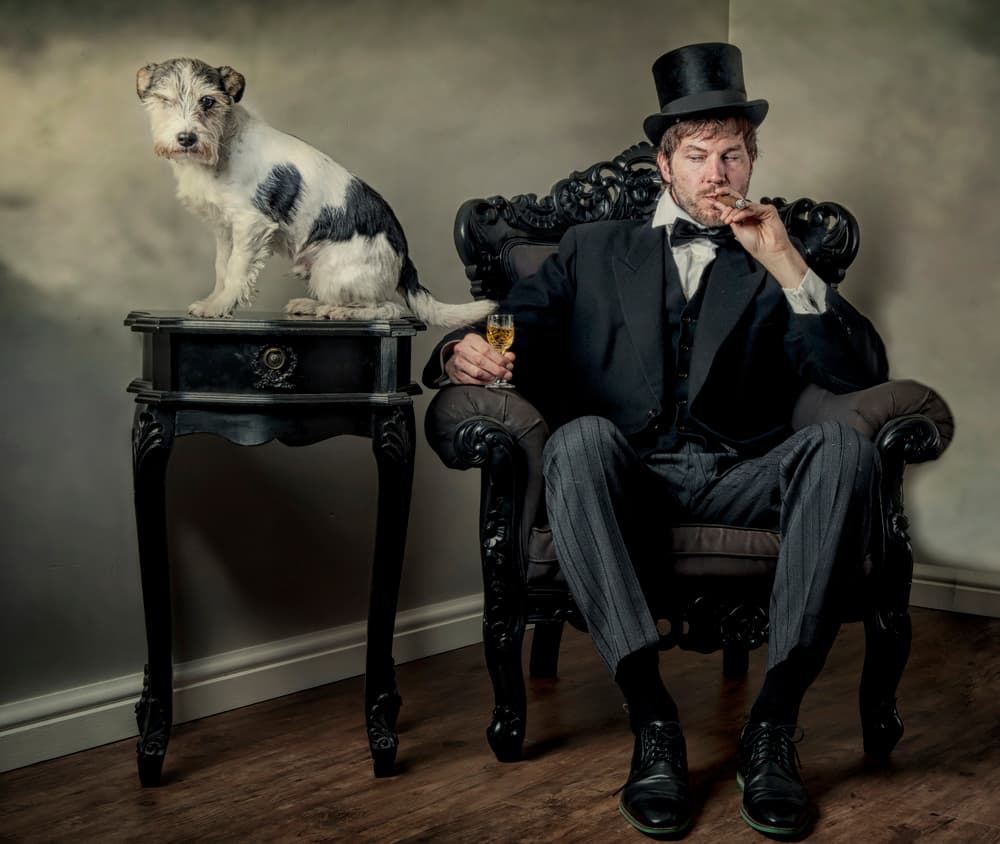 Gentleman And His Dog by Monika Vanhercke — canvas wall art