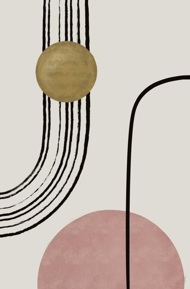 Abstract Gold Pink Shapes by Anne-Marie Volfova — canvas wall art