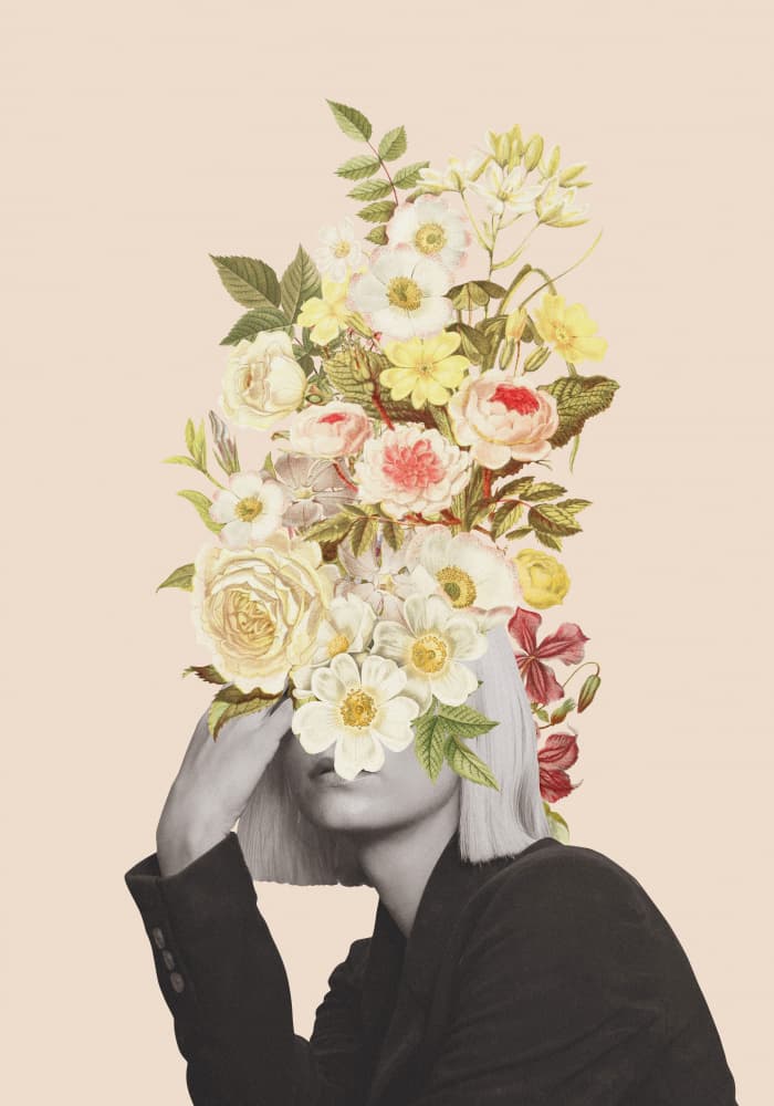 Surreal Floral Portrait by Frida Floral Studio — canvas wall art
