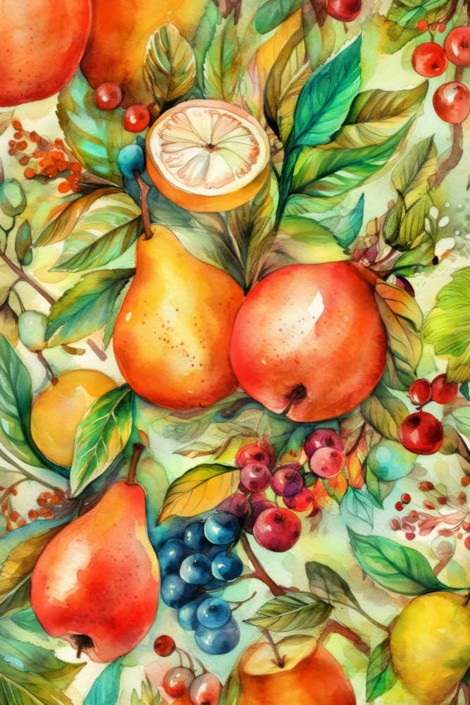 Flowers and fruits 4 by Justyna Jaszke — canvas wall art
