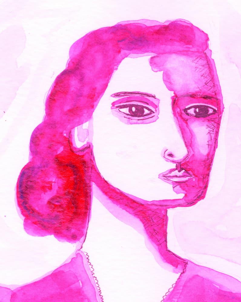 Expressive Pink Portrait by Sharyn Bursic — canvas wall art
