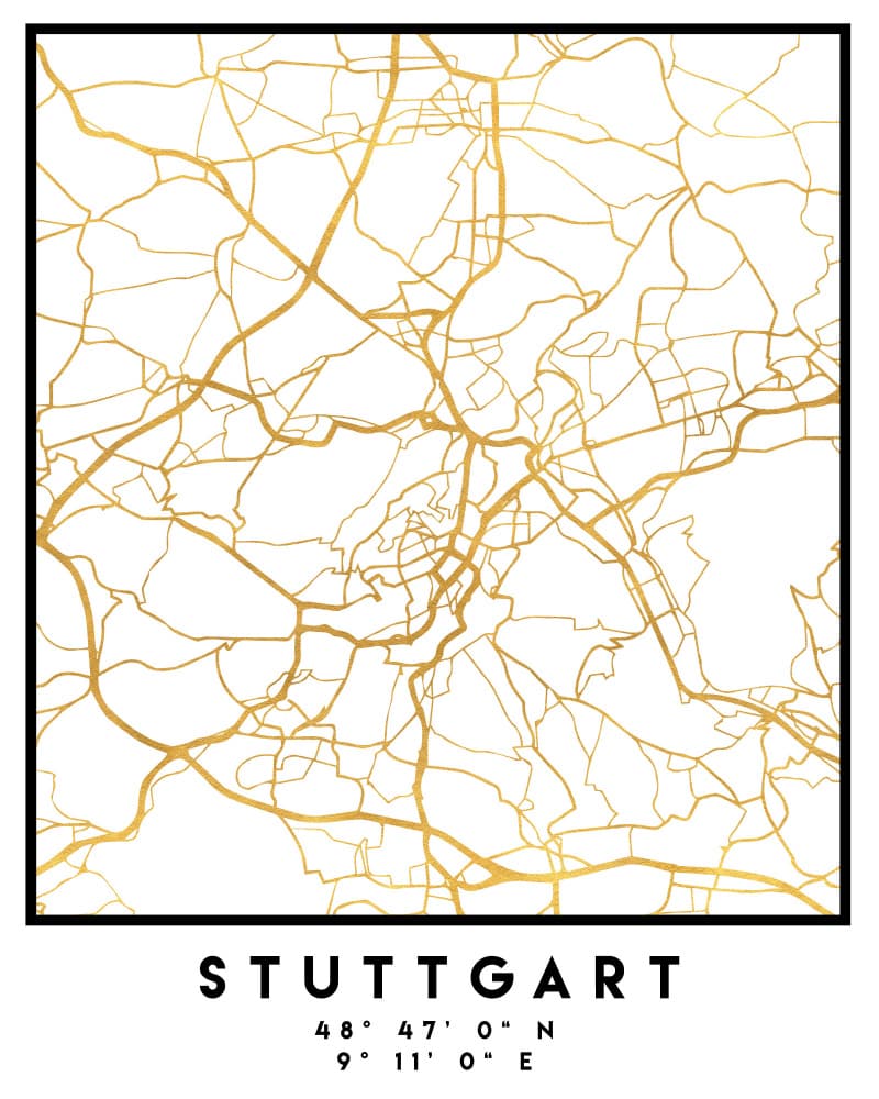 Stuttgart Gold Map by Emiliano Deificus — canvas wall art