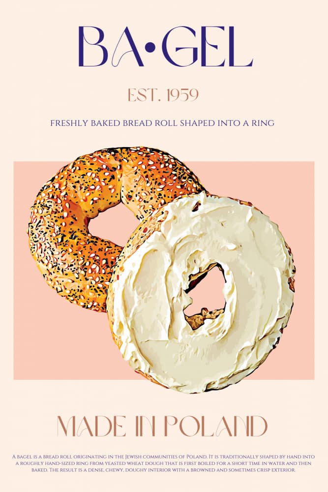 Bagels and Cream Cheese by Nazma Khokhar — canvas wall art
