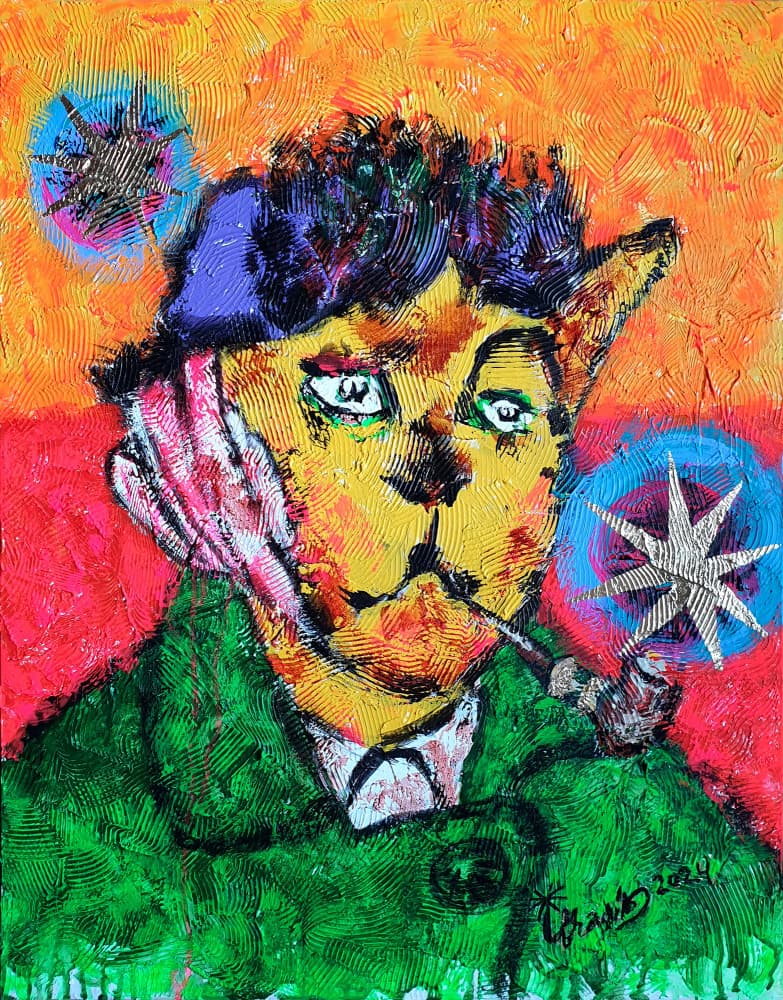 Thoughtful Cat with Pipe by Kanat Ibragimov — canvas wall art