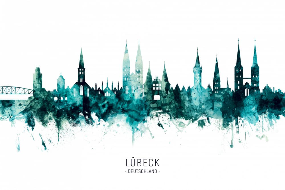 Lubeck Germany Skyline by Michael Tompsett — canvas wall art