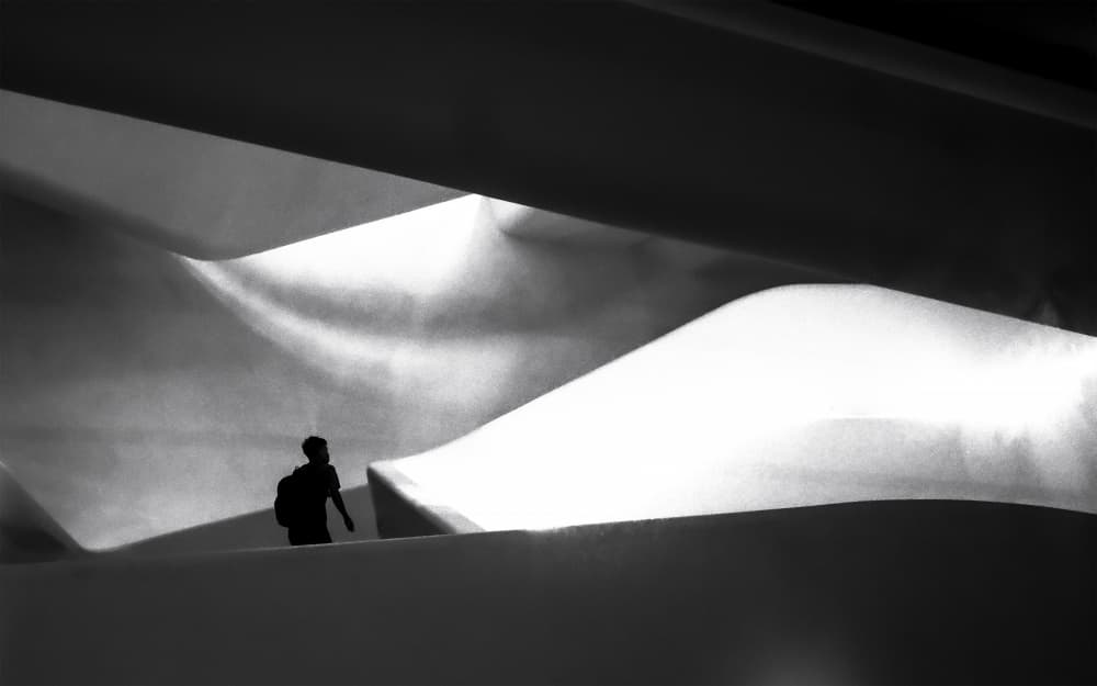 Lone Figure Modern Curves by Parole Kim — canvas wall art