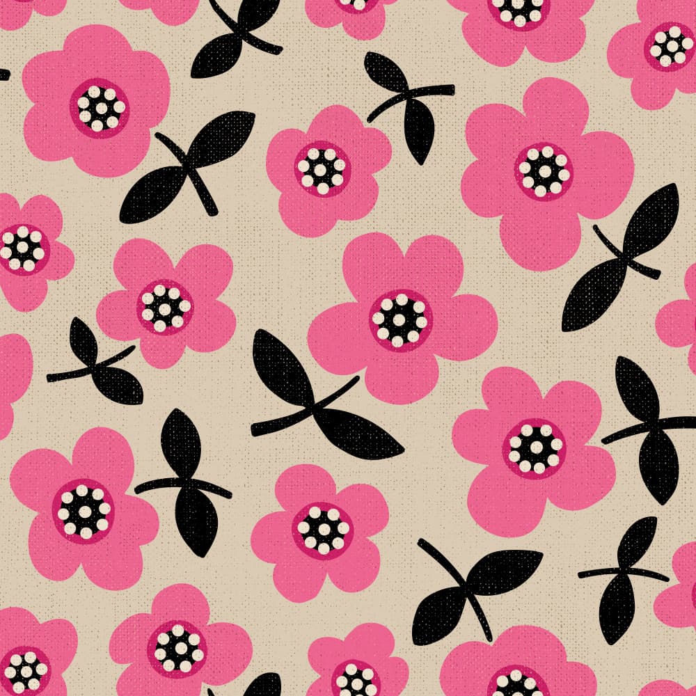 Retro Pink Flowers by Alexandra Weise — canvas wall art