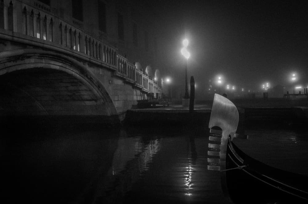 Misty Venice Gondola Night by Flavio Bertazzi — canvas wall art