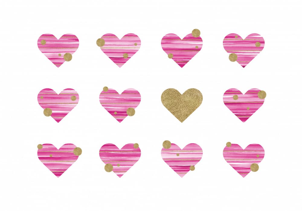 Pink Gold Love Hearts by Fabiana Silveira — canvas wall art
