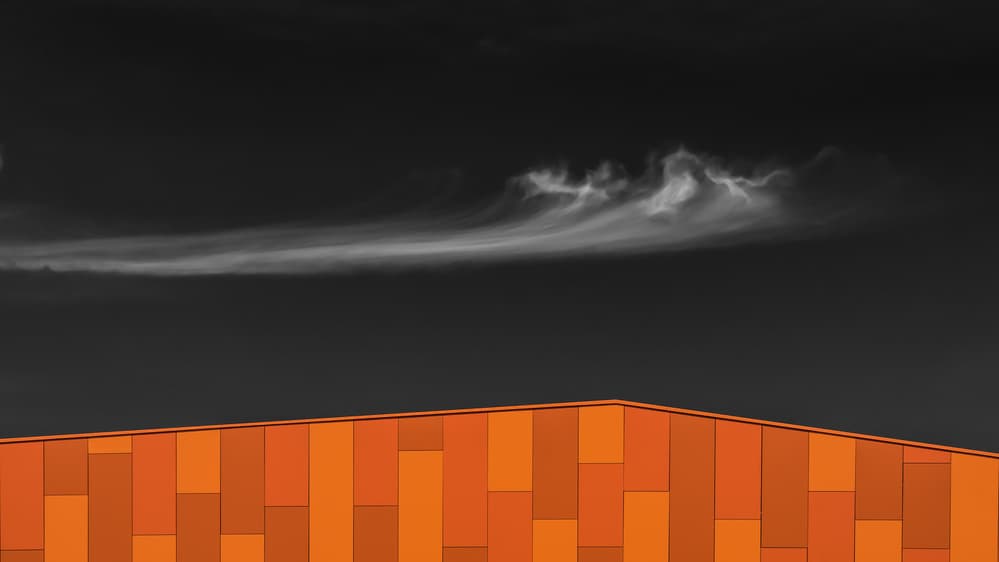 Orange Building Dark Sky by Luc Vangindertael (laGrange) — canvas wall art