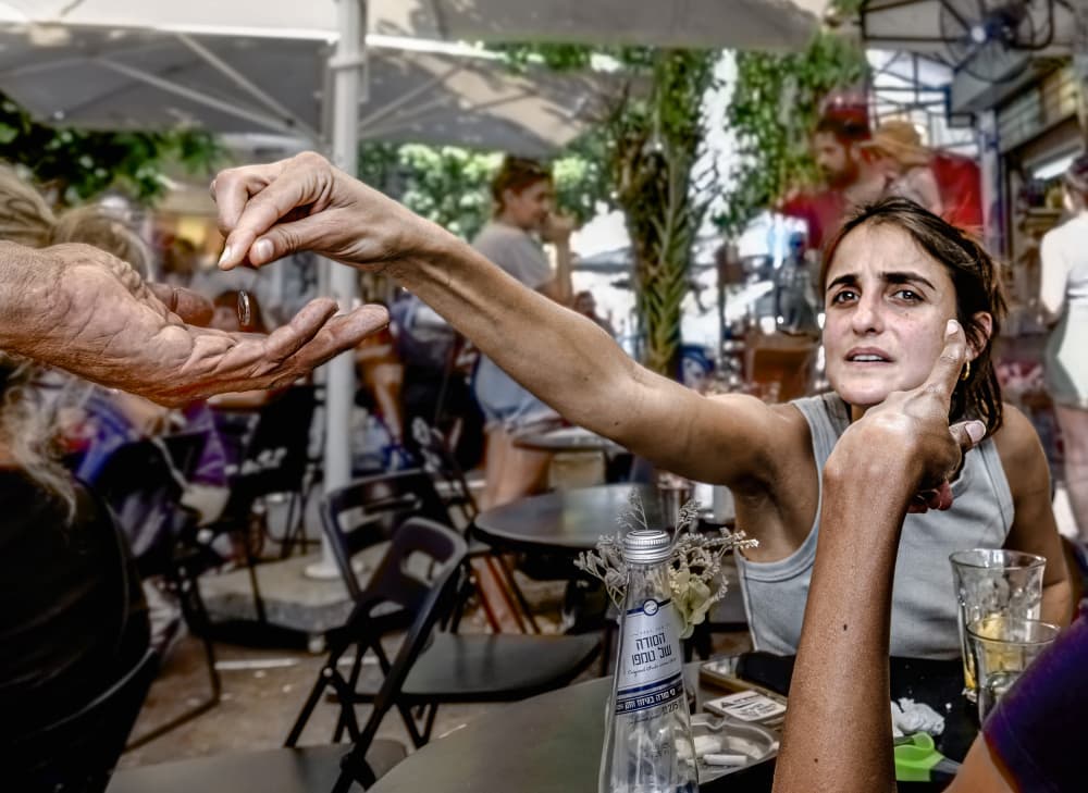 Candid Cafe Moment by zyfeller — canvas wall art