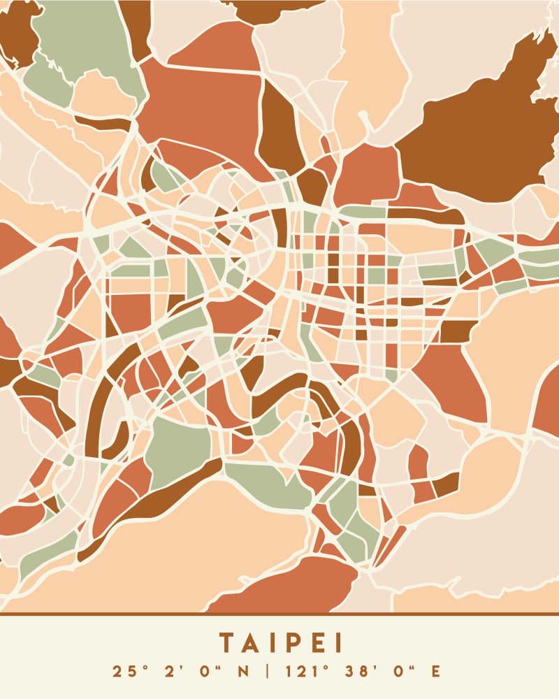 Taipei City Abstract Map by Emiliano Deificus — canvas wall art
