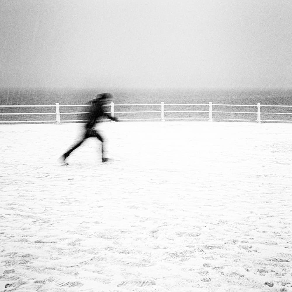 Winter Runner By Sea by Elena Raceala — canvas wall art