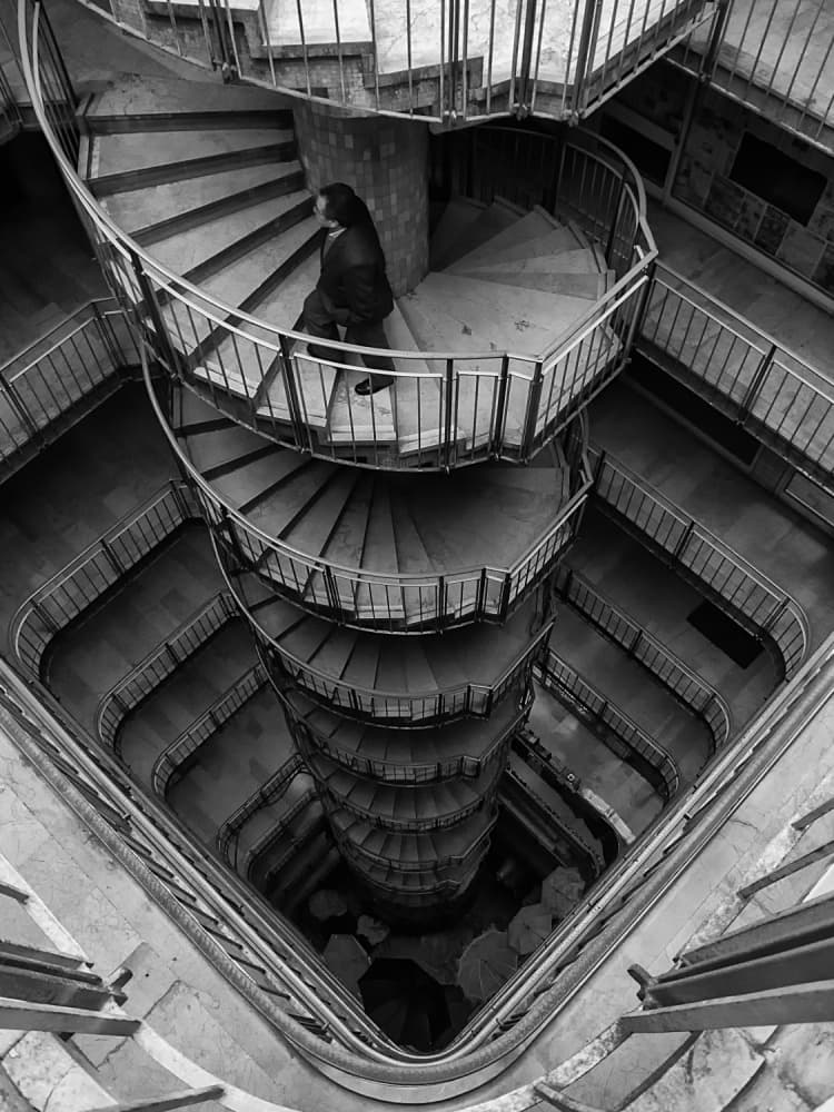 Geometric Spiral Staircase by Alphan YILMAZMADEN — canvas wall art