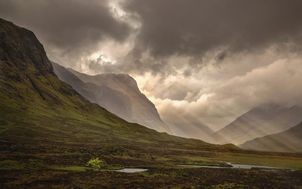 Glencoe Valley Sun Rays by Jie Jin — canvas wall art