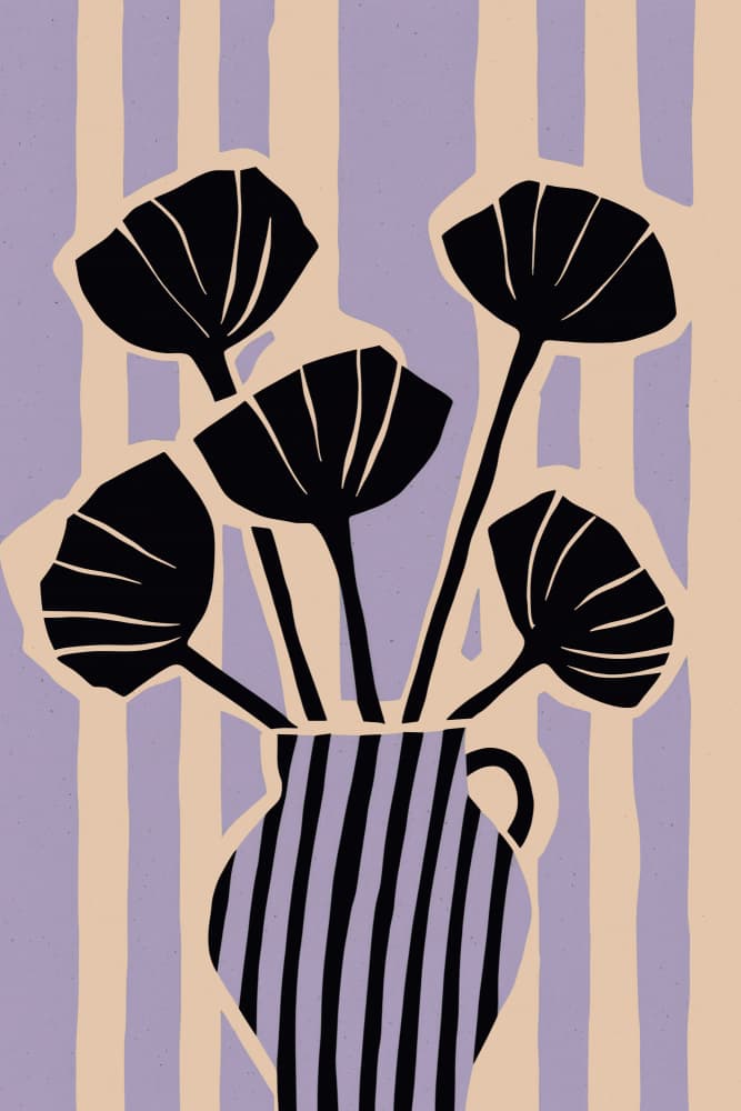 Striped Blossom Vase by Treechild — canvas wall art