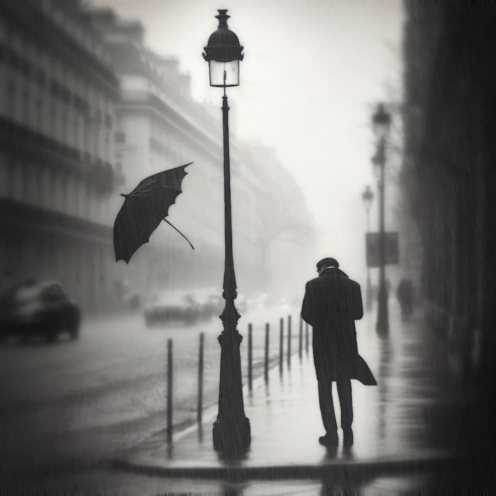 Lonely Paris Rain by Marcin Michalowski — canvas wall art