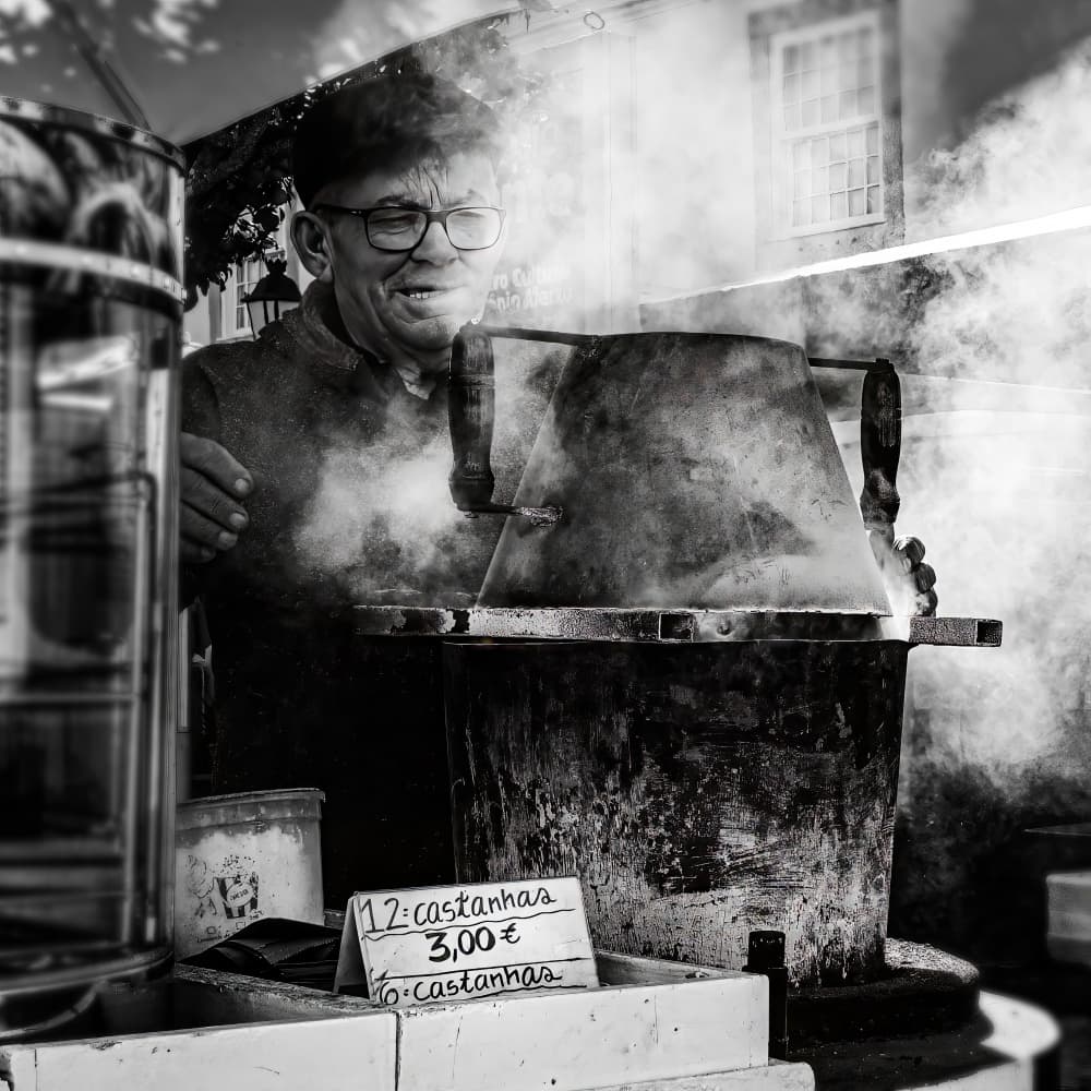 Steaming Street Chestnuts by Ina Tänzer — canvas wall art