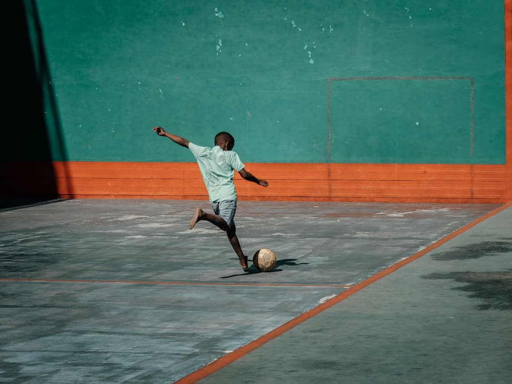Street Soccer Kick by Andy Bauer — canvas wall art